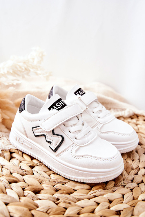 Children's Sports Shoes With Velcro White Black Santi