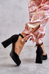 Suede Chunky Heels Platform Pumps Black Diame