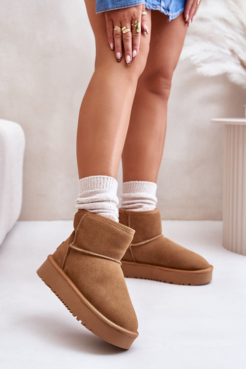 Women's Suede Snow Boots On Platform Above Ankle Camel Rianaella