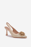 Woven Heels With Open Back Beige Lanithra