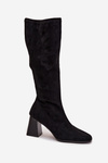 Women's Block Heeled Boots with Stitching Black Celandine