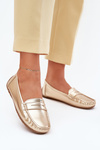 Ladies Eco Leather Moccasins Gold Lenvie