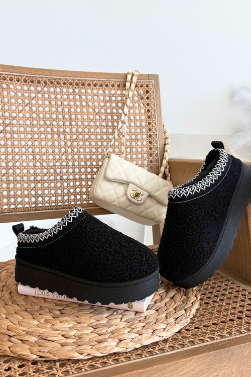 Children Youth Snow Boots With Sheep Fur Type Black Selathiel