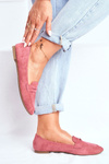Women's Suede Moccasins CH-1M6 Pink Laveria