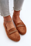 Mokasyny Damskie Z Łańcuchem Błyszczące Camel Aredilla 9988-73
