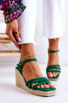 Suede Wedge Sandals Green Louisiana