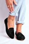 Women's Suede Moccasins CH-1M6 Black Laveria