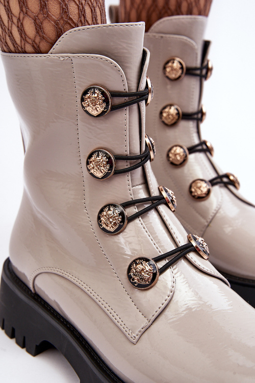 Women's Quilted Boots with Ornamental Buttons D&A MR870-51 Light beige