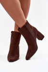 Women's Block Heels Ankle Boots Made of Eco Suede Chocolate Inessa