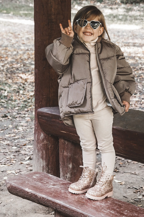 Children's Insulated Glitter Boots Rose Gold Mermaid