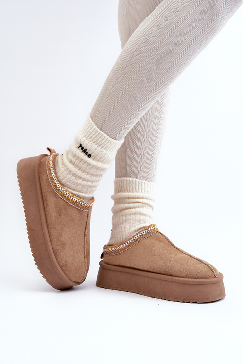 Slippers with Thick Sole in Beige Eco Suede Sylva