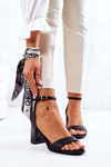 Leather Sandals On A Bar Black Lorene