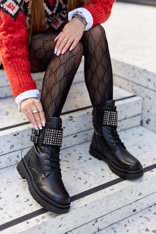 Women's Worker Boots With Studs Eveis