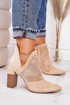 Openwork Boots On A Block Heel Beige Michelle