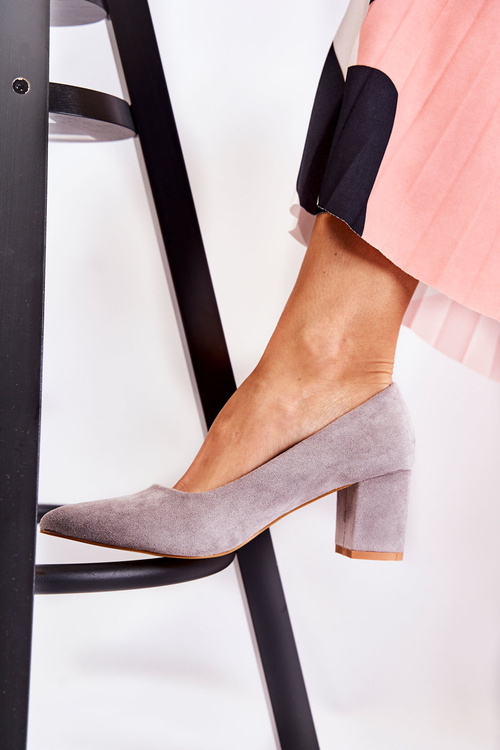 Classic Suede Pumps On A Heel Grey Lency