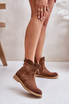 Low Women's Boots On Flat Heel Suede Lewski 3624 Brown