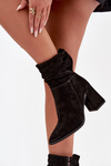 Ankle boots made of natural suede lined with a heel with gathering Zazoo 4216 Black