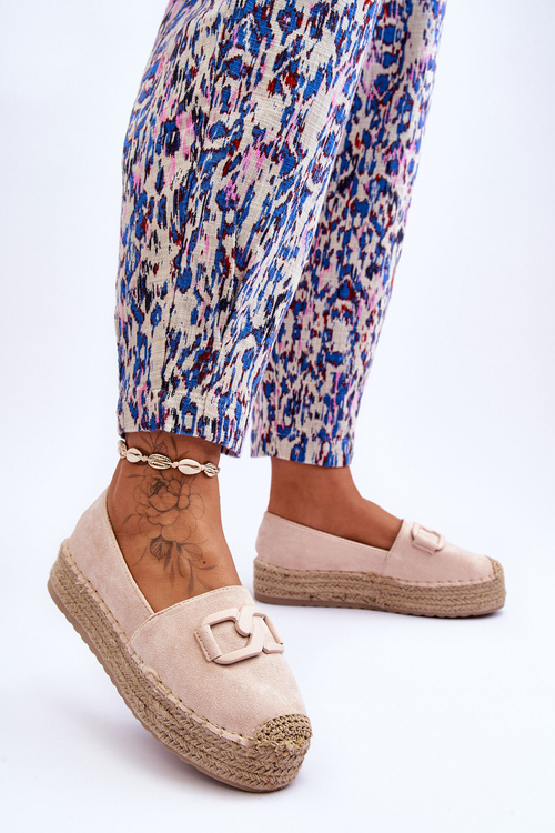 Espadryle Damskie Klasyczne Platforma Beżowe Maurine