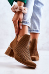 Suede Openwork boots Lewski Shoes 3165 Camel