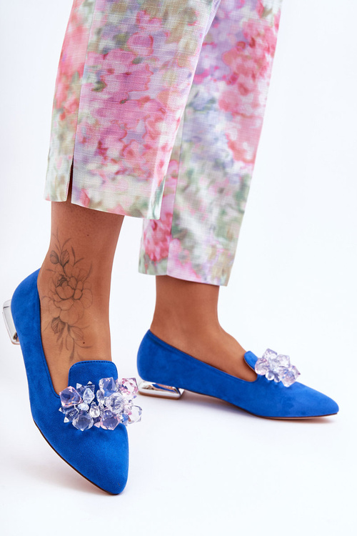 Women's Decorated Loafers On Flat Heel Blue Sloane