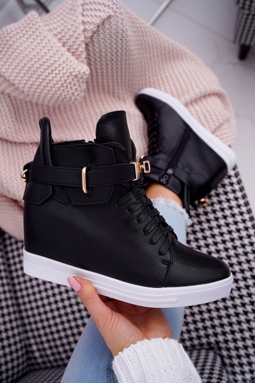 Women's Sneakers On Anchor Gold Padlock Black Tersey