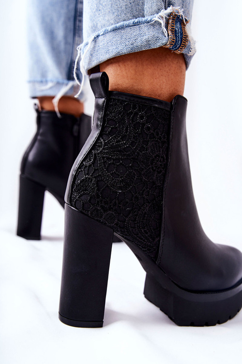 High stiletto leather boots Black Diomice