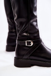Women's Leather Boots With A Belt Black Liese