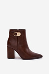 Women’s heeled boots with gold detail chocolate Tharina
