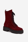 Women's Workery Boots Made of Natural Suede with Heating Zazoo 4213 Bordeaux