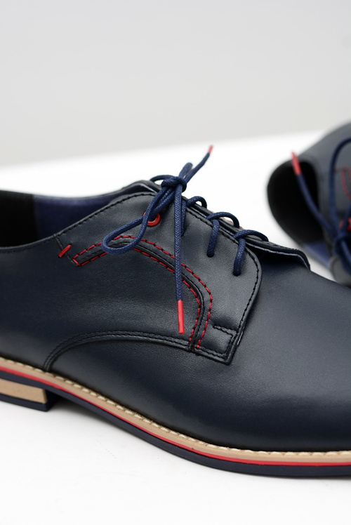 Men's Bednarek Elegant Leather Semi Shoes Pietro Navy Blue