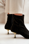 Women's Stiletto Boots Eco Suede With Pointed Toes Black Irithare