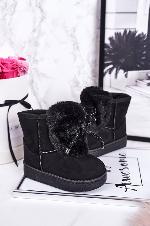 Children's Snow Boots Insulated With Fur Suede Black Amelia