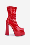 Lacquered Ankle Boots On Platform And High Heel Red Lotisha