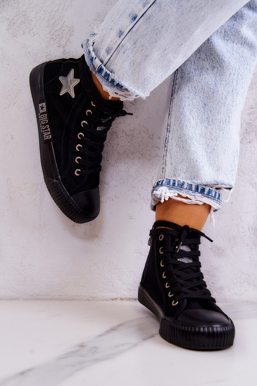 Trampki Damskie Klasyczne Wysokie Czarne Big Star JJ274380