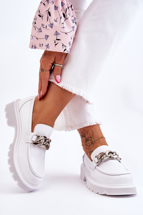 Leather Loafers With Chain GOE LL2N4038 White