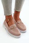 Women's Loafers On Flat Heel With Gold Detail Pink Limentia