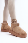 Women's Snow Boots On Platform With Furry Lining Beige Xamella