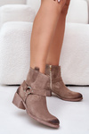 Suede Insulated Ankle Boots On Heel Beige Zazoo 60477