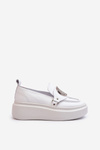White Leather Loafers with Ornament Zazoo 3486