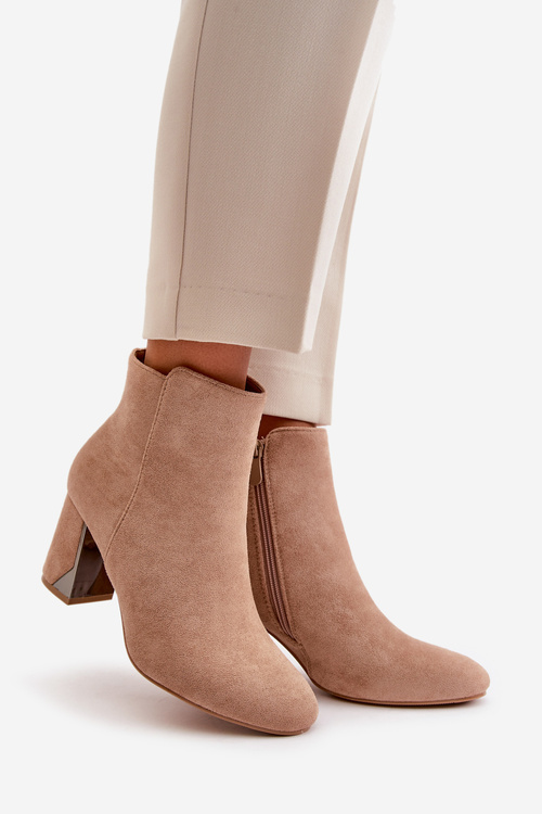 Insulated Heeled Boots with Mirror Element Beige Silvare