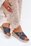 Wedge Sandals For Women With Decorative Buckle Inblu RV000012 Blue