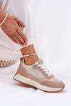 Women's Sports Shoes With Mesh On Platform Khaki Poova