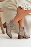 Women's Cowboy Boots With Zipper Animal Print Gold Merisine