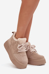 Women's Snow Boots On Platform With Furry Sheepskin Beige Luma