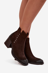 Women's Ankle Boots Made of Natural Suede on Heel Zazoo 1136 Chocolate