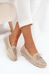 Women's moccasins with perforated pattern and lacing beige Mirisa