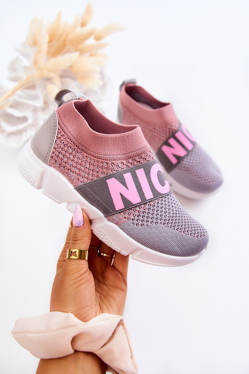 Dziecięce Sportowe Buty Wsuwane Różowo-Szare Cobby