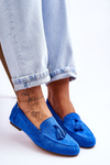 Suede Classic Fringed Loafers Blue Averil