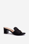 Women's Black Faux Suede Mules with Heel Jemenna