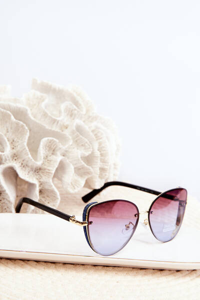 Women's Sunglasses with Brocade Inserts UV400 Black-Gold